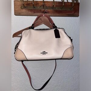 Coach 100% leather w/snakeskin detail satchel/crossbody bag